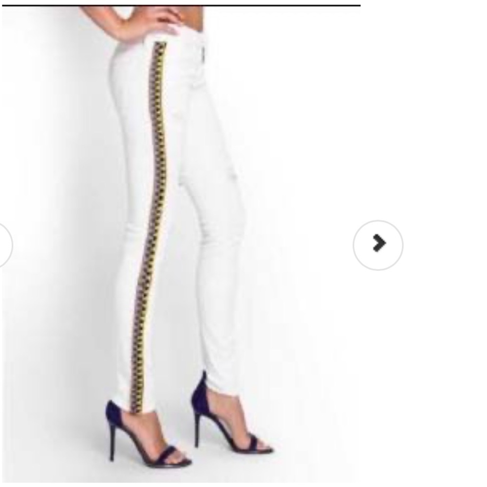 NEW WOMENS GUESS BRITTNEY SKINNY WHITE WASH TUXEDO BEADED EMBELLISHED JEANS 29
